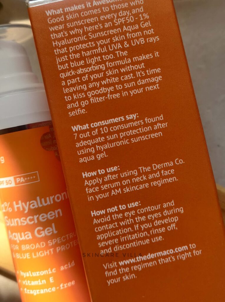 Derma Co Hyaluronic Sunscreen Aqua Gel Review